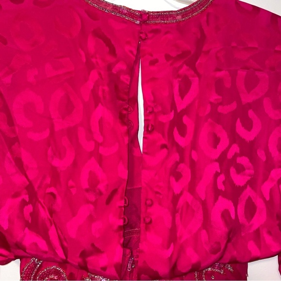 Vintage A J Bari For Neiman Marcus Silk Midi Dress with Beading and Bloused Top - Picture 7 of 11